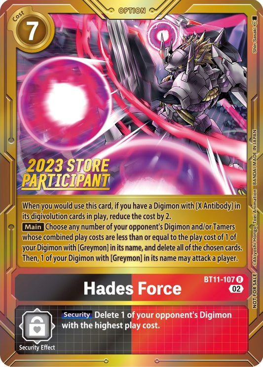 Image for Hades Force (2023 Store Participant) (BT11-107 R) (Dimensional Phase) - Digimon Card Game
