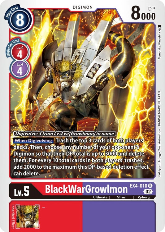 Image for BlackWarGrowlmon (EX4-010 U) (Alternative Being Booster) - Digimon Card Game