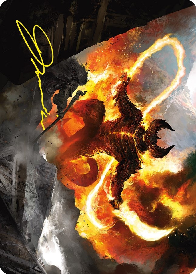 Image for The Balrog, Flame of Udun Art Card (Gold-Stamped Signature) (36) (Art Series: Universes Beyond: The Lord of the Rings: Tales of Middle-earth) - Magic: The Gathering