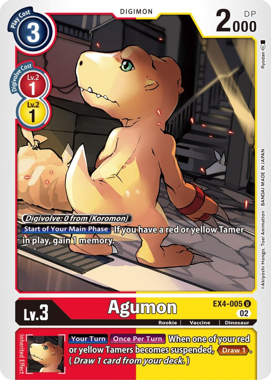 Image for Agumon - EX4-005 (EX4-005 U) (Alternative Being Booster) - Digimon Card Game