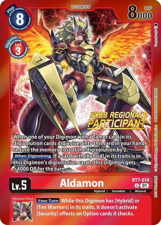 Image for Aldamon (2023 Regionals Participant) (BT7-014 U) (Next Adventure) - Digimon Card Game