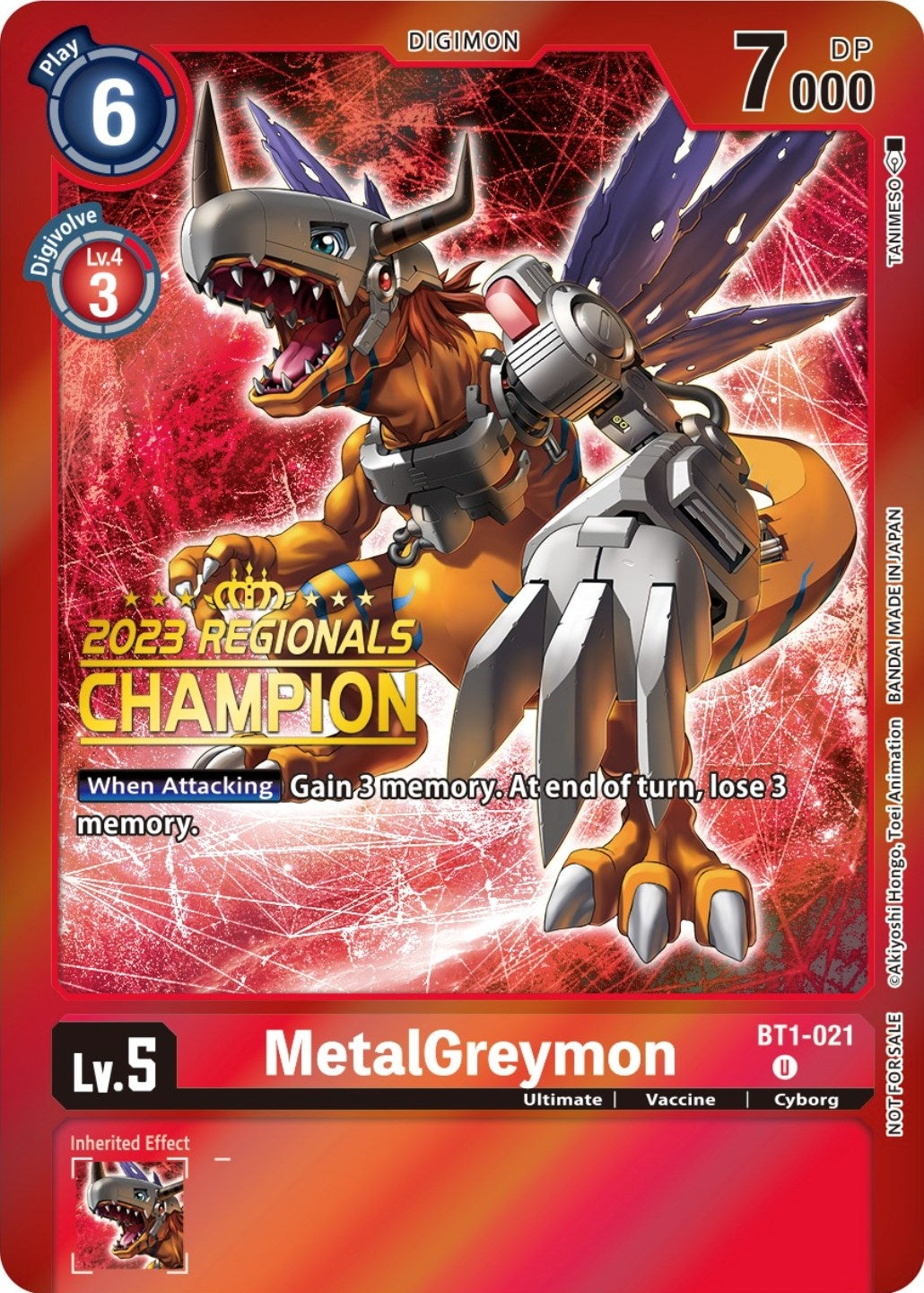 Image for MetalGreymon - BT1-021 (2023 Regionals Champion) (BT1-021 U) (Release Special Booster 1.0) - Digimon Card Game