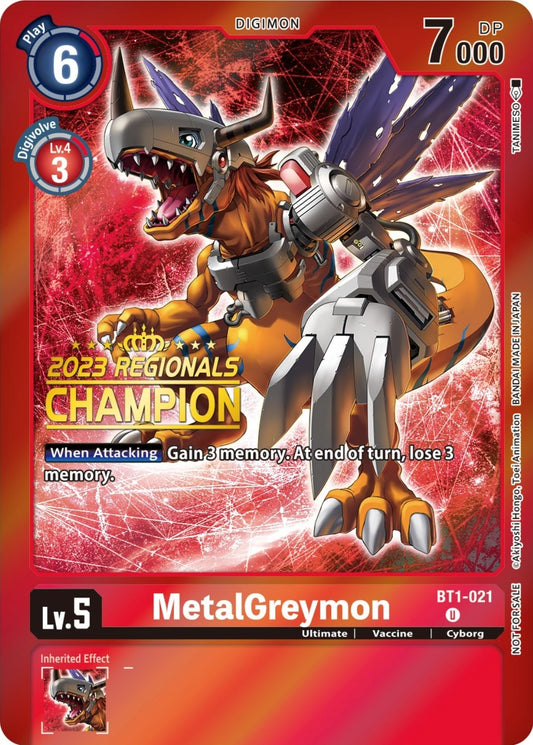 Image for MetalGreymon - BT1-021 (2023 Regionals Champion) (BT1-021 U) (Release Special Booster 1.0) - Digimon Card Game