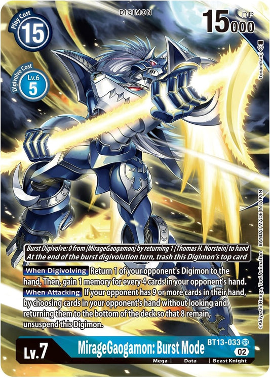 Image for MirageGaogamon: Burst Mode (Alternate Art) (BT13-033 SR) (Versus Royal Knights) - Digimon Card Game