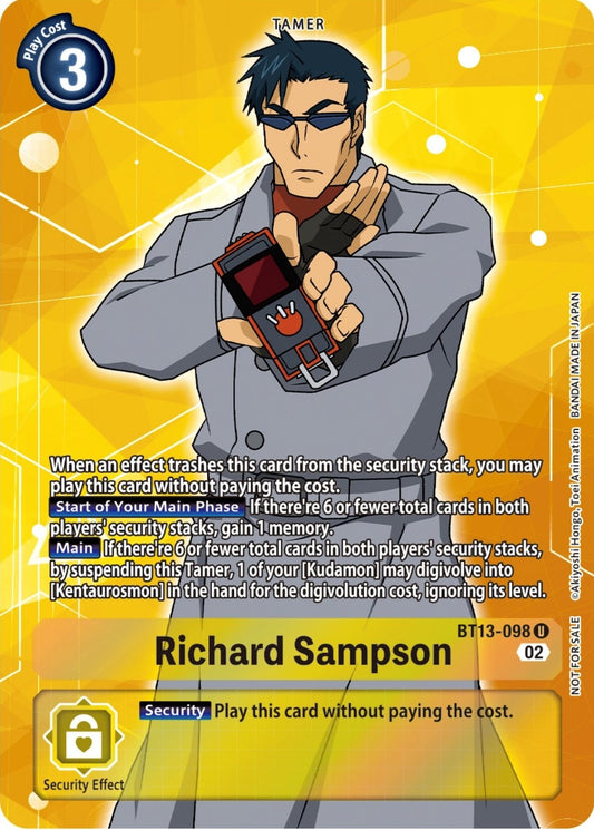 Image for Richard Sampson (Box Topper) (BT13-098 U) (Versus Royal Knights) - Digimon Card Game