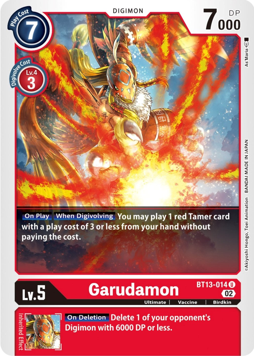 Image for Garudamon (BT13-014 U) (Versus Royal Knights) - Digimon Card Game