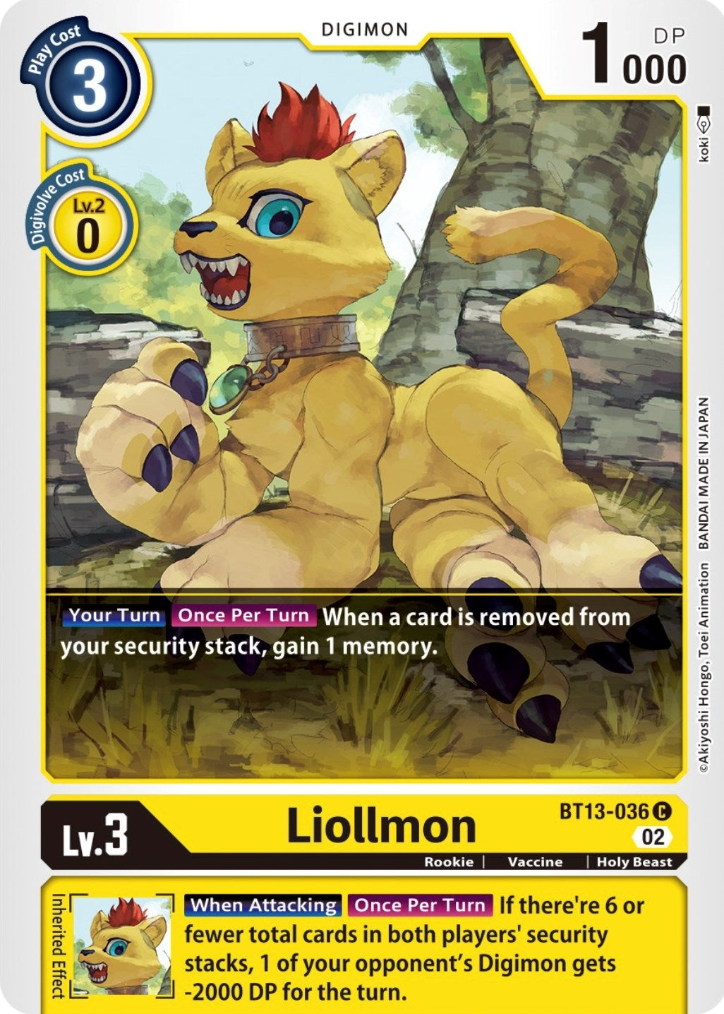 Image for Liollmon (BT13-036 C) (Versus Royal Knights) - Digimon Card Game