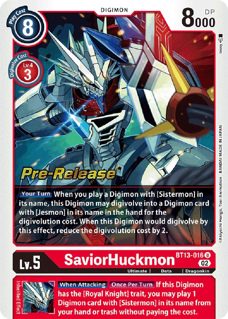 Image for SaviorHuckmon (BT13-016 U) (Versus Royal Knights Pre-Release Cards) - Digimon Card Game