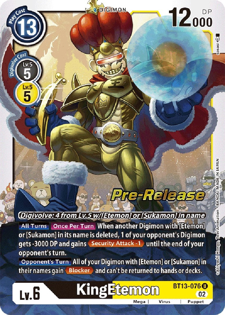 Image for KingEtemon (BT13-076 U) (Versus Royal Knights Pre-Release Cards) - Digimon Card Game