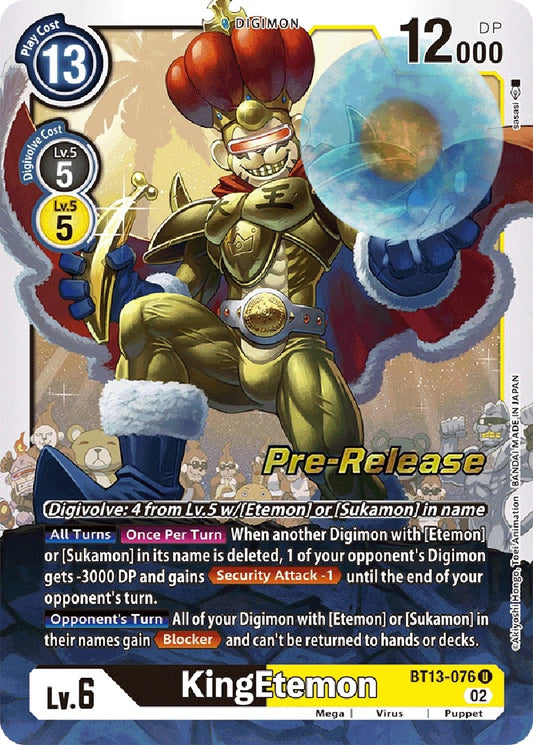 Image for KingEtemon (BT13-076 U) (Versus Royal Knights Pre-Release Cards) - Digimon Card Game