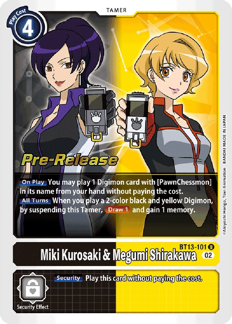 Image for Miki Kurosaki & Megumi Shirakawa (BT13-101 U) (Versus Royal Knights Pre-Release Cards) - Digimon Card Game