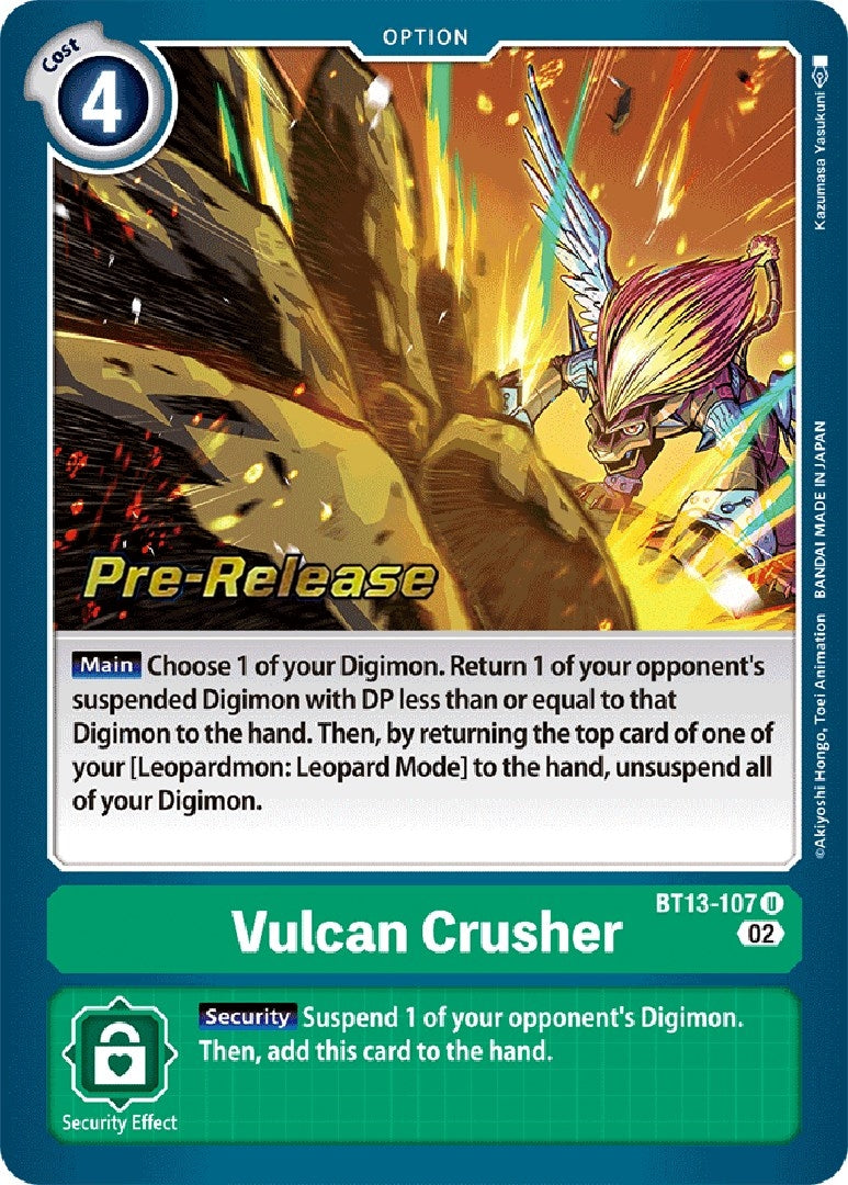 Image for Vulcan Crusher (BT13-107 U) (Versus Royal Knights Pre-Release Cards) - Digimon Card Game