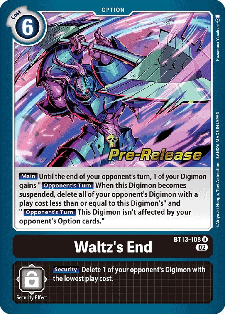 Image for Waltz's End (BT13-108 U) (Versus Royal Knights Pre-Release Cards) - Digimon Card Game