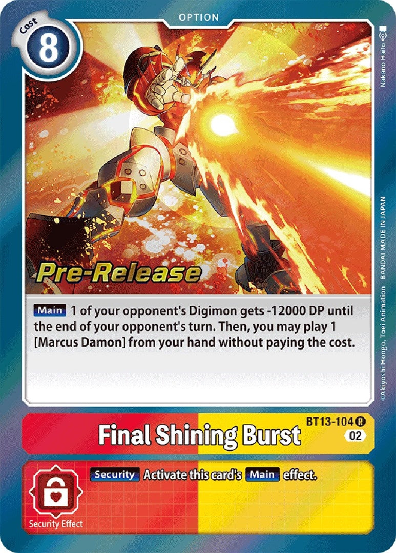 Image for Final Shining Burst (BT13-104 R) (Versus Royal Knights Pre-Release Cards) - Digimon Card Game