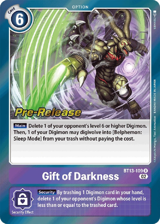 Image for Gift of Darkness (BT13-109 R) (Versus Royal Knights Pre-Release Cards) - Digimon Card Game