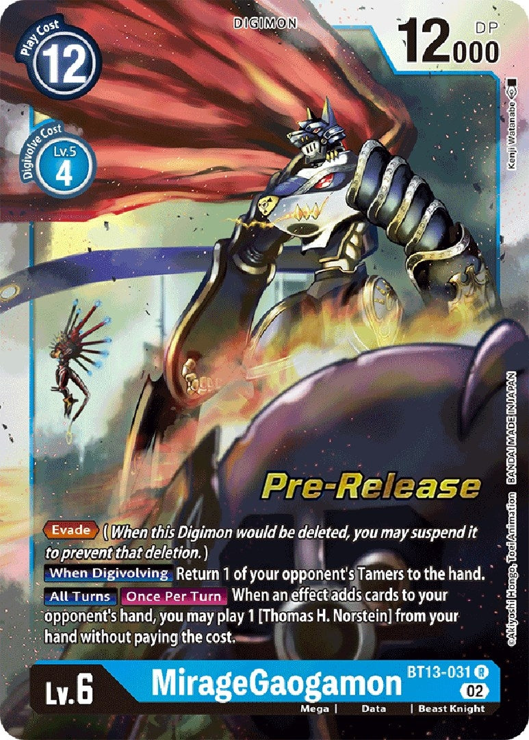 Image for MirageGaogamon (BT13-031 R) (Versus Royal Knights Pre-Release Cards) - Digimon Card Game