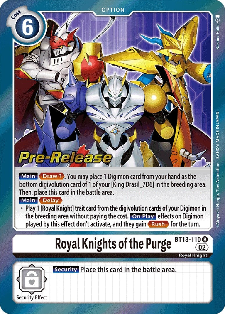 Image for Royal Knights of the Purge (BT13-110 R) (Versus Royal Knights Pre-Release Cards) - Digimon Card Game