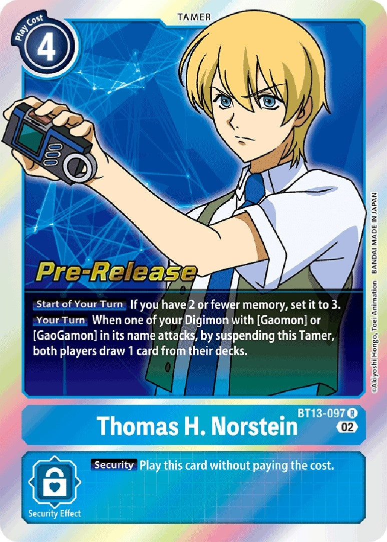 Image for Thomas H. Norstein (BT13-097 R) (Versus Royal Knights Pre-Release Cards) - Digimon Card Game