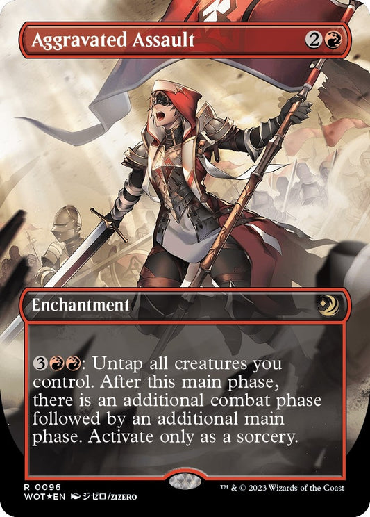 Image for Aggravated Assault (Anime Borderless) (Confetti Foil) (96) (Wilds of Eldraine: Enchanting Tales) - Magic: The Gathering