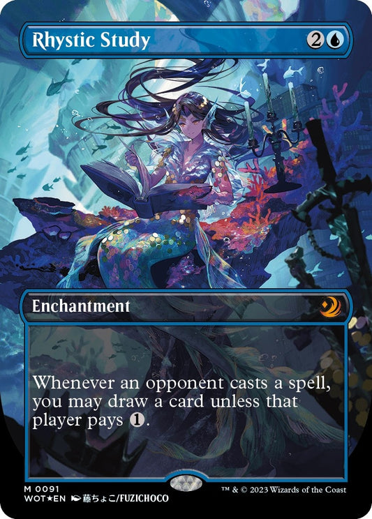 Image for Rhystic Study (Anime Borderless) (Confetti Foil) (91) (Wilds of Eldraine: Enchanting Tales) - Magic: The Gathering