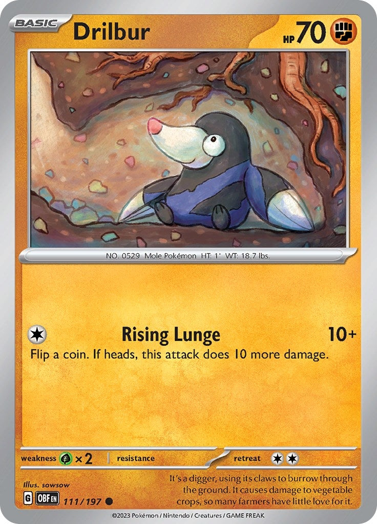 Image for Drilbur (111/197) (SV03: Obsidian Flames) - Pokemon