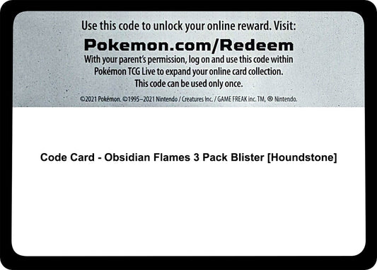 Image for Code Card - Obsidian Flames 3 Pack Blister [Houndstone] (SV03: Obsidian Flames) - Pokemon