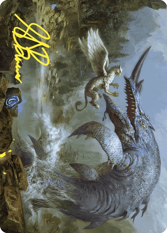 Image for Horned Loch-Whale Art Card (Gold-Stamped Signature) (6) (Art Series: Wilds of Eldraine) - Magic: The Gathering