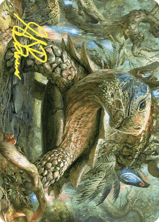 Image for Blossoming Tortoise Art Card (Gold-Stamped Signature) (24) (Art Series: Wilds of Eldraine) - Magic: The Gathering
