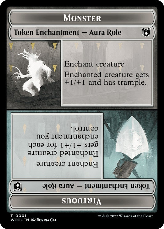 Image for Monster Role / Virtuous Role // Royal Role / Virtuous Role Double-Sided Token (1 // 2) (Commander: Wilds of Eldraine) - Magic: The Gathering