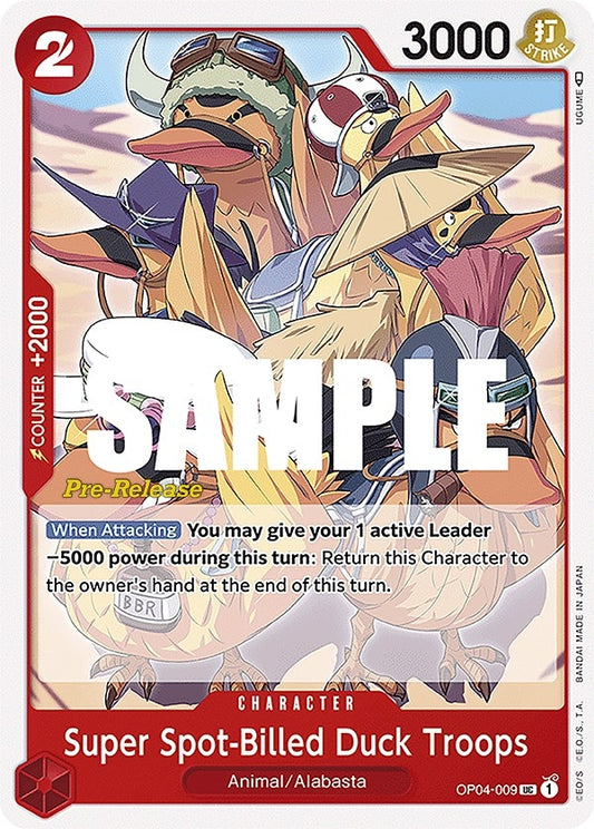 Image for Super Spot-Billed Duck Troops (OP04-009) (Kingdoms of Intrigue Pre-Release Cards) - One Piece Card Game