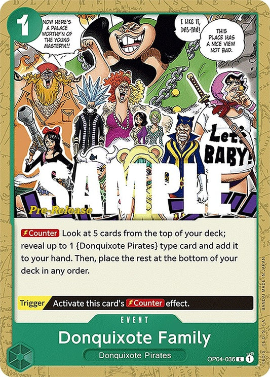 Image for Donquixote Family (OP04-036) (Kingdoms of Intrigue Pre-Release Cards) - One Piece Card Game