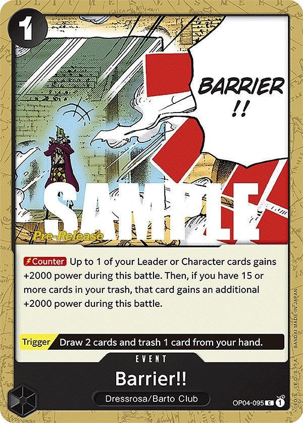Image for Barrier!! (OP04-095) (Kingdoms of Intrigue Pre-Release Cards) - One Piece Card Game