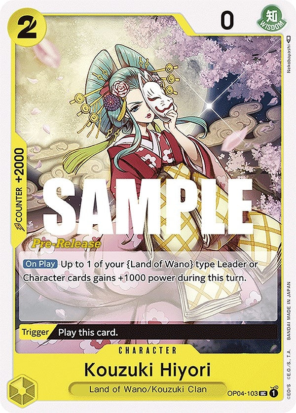 Image for Kouzuki Hiyori (OP04-103) (Kingdoms of Intrigue Pre-Release Cards) - One Piece Card Game