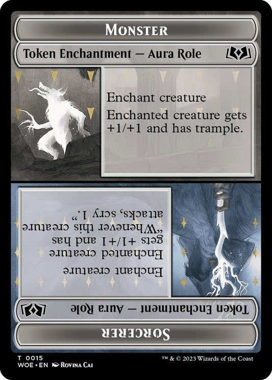 Image for Monster Role / Sorcerer Role // Royal Role / Young Hero Role Double-Sided Token (15 // 16) (Wilds of Eldraine) - Magic: The Gathering