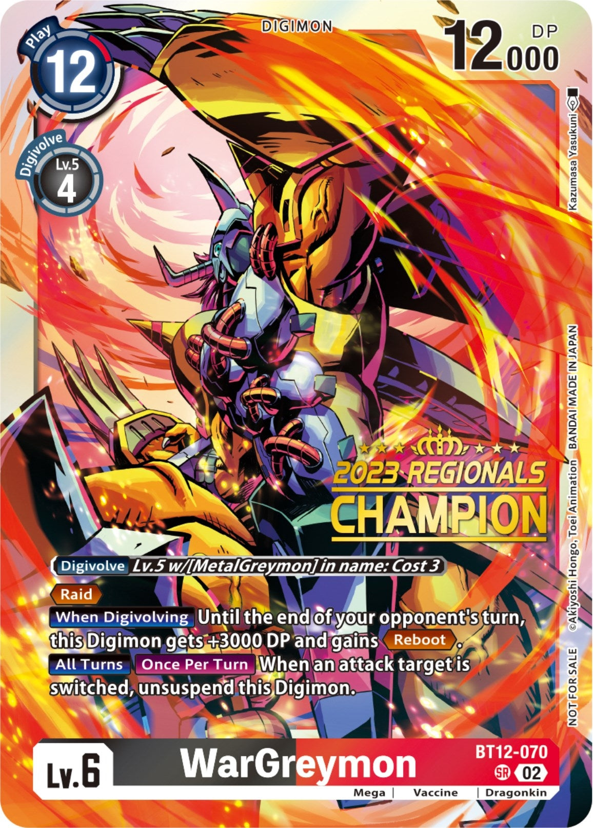Image for WarGreymon (2023 Regionals Champion) (BT12-070 SR) (Across Time) - Digimon Card Game