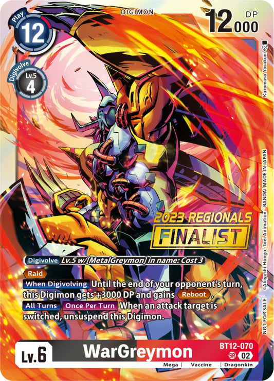 Image for WarGreymon (2023 Regionals Finalist) (BT12-070 SR) (Across Time) - Digimon Card Game