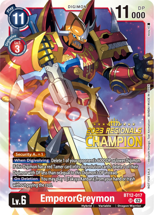 Image for EmperorGreymon (2023 Regionals Champion) (BT12-017 SR) (Across Time) - Digimon Card Game