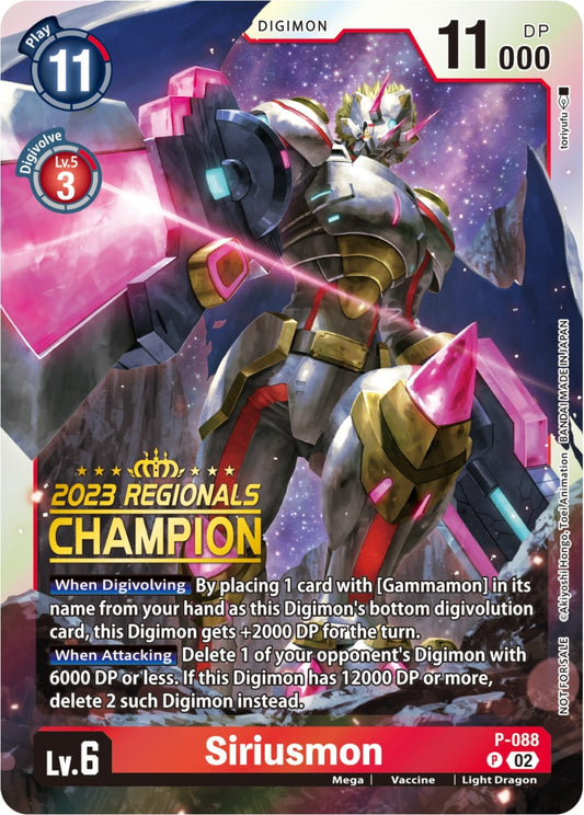 Image for Siriusmon - P-088 (2023 Regionals Champion) (P-088 P) (Digimon Promotion Cards) - Digimon Card Game