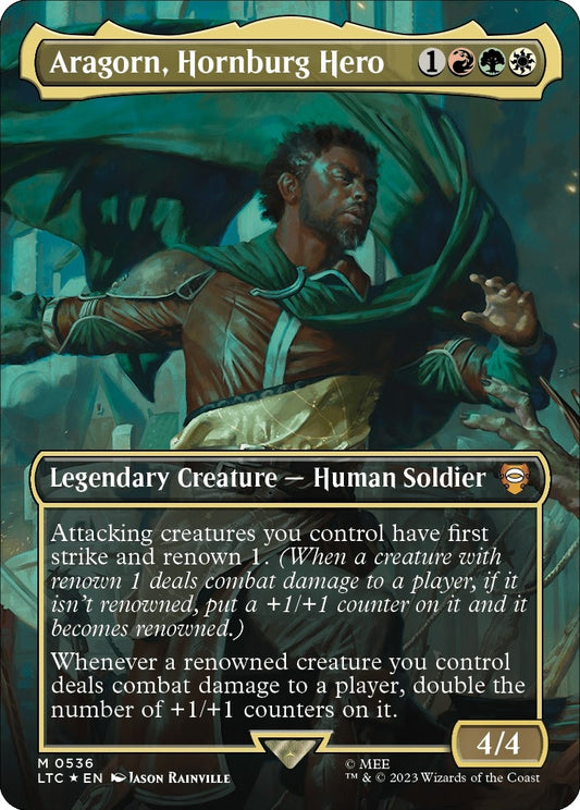 Image for Aragorn, Hornburg Hero (Borderless) (Surge Foil) (536) (Commander: The Lord of the Rings: Tales of Middle-earth) - Magic: The Gathering