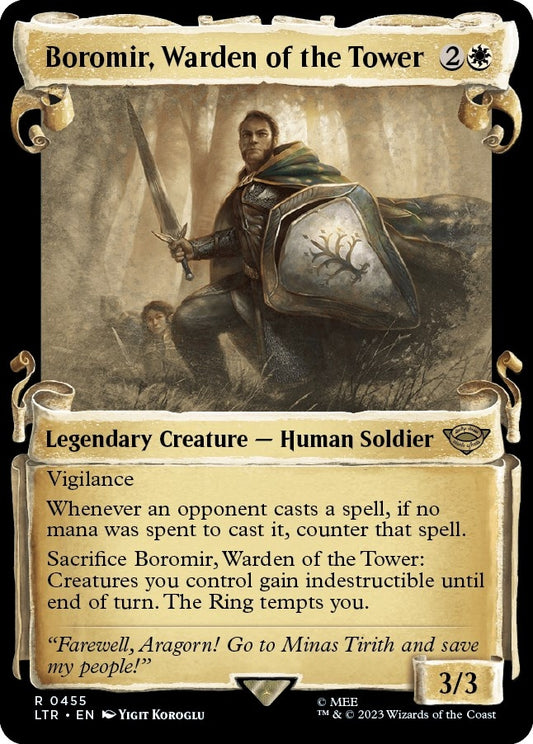 Image for Boromir, Warden of the Tower (Showcase Scrolls) (455) (Universes Beyond: The Lord of the Rings: Tales of Middle-earth) - Magic: The Gathering
