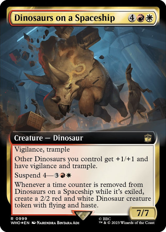 Image for Dinosaurs on a Spaceship (Extended Art) (Surge Foil) (999) (Universes Beyond: Doctor Who) - Magic: The Gathering