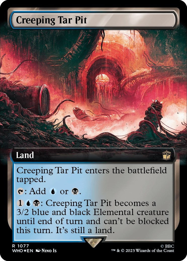 Image for Creeping Tar Pit (Extended Art) (Surge Foil) (1077) (Universes Beyond: Doctor Who) - Magic: The Gathering