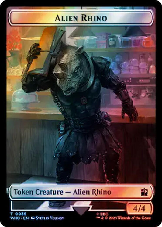 Image for Alien Rhino // Mutant Double-Sided Token (Surge Foil) (35 // 50) (Universes Beyond: Doctor Who) - Magic: The Gathering