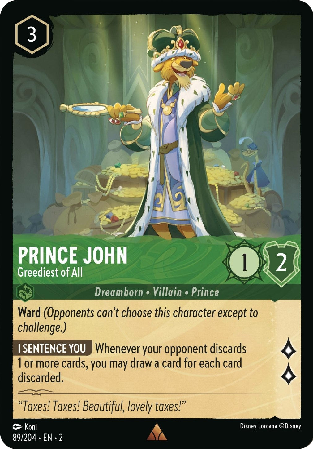 Image for Prince John - Greediest of All (89/204) (Rise of the Floodborn) - Disney Lorcana