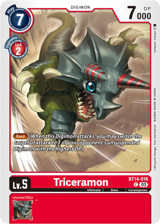 Image for Triceramon (BT14-016 C) (Blast Ace) - Digimon Card Game