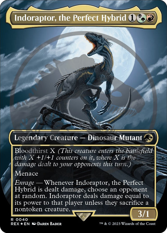 Image for Indoraptor, the Perfect Hybrid (Borderless) (Emblem) (40) (Universes Beyond: Jurassic World Collection) - Magic: The Gathering