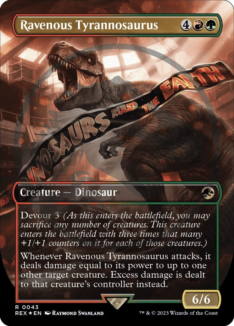 Image for Ravenous Tyrannosaurus (Borderless) (Emblem) (43) (Universes Beyond: Jurassic World Collection) - Magic: The Gathering