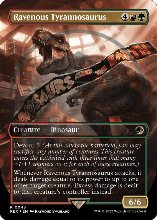 Image for Ravenous Tyrannosaurus (Borderless) (Emblem) (43) (Universes Beyond: Jurassic World Collection) - Magic: The Gathering