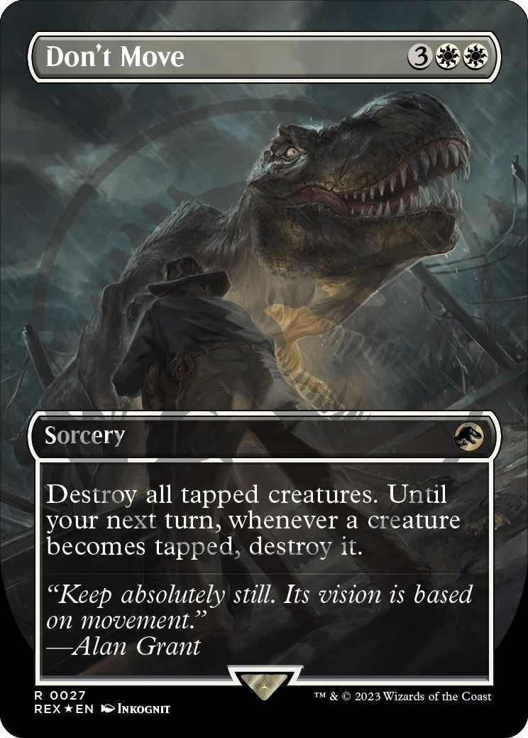Image for Don't Move (Borderless) (Emblem) (27) (Universes Beyond: Jurassic World Collection) - Magic: The Gathering