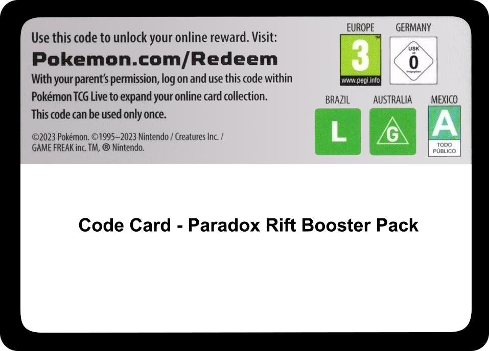 Image for Code Card - Paradox Rift Booster Pack (SV04: Paradox Rift) - Pokemon